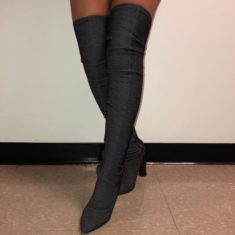 Simmi London Amzee Denim Over-the-Knee Boots